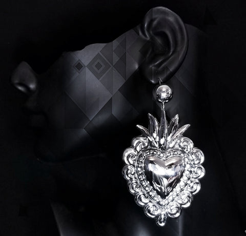 Giant Corazon Sagrado Earring