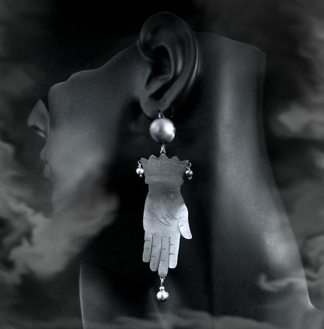 Large Silver Mano Earring