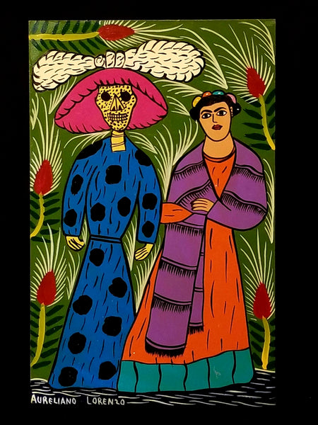 "Frida y La Catrina: Painting by Aureliano Lorenzo