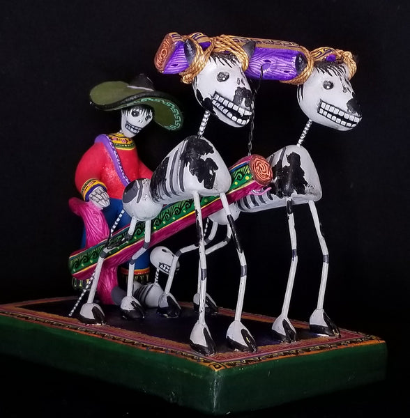 Skeleton Farmer, his oxen and his dog