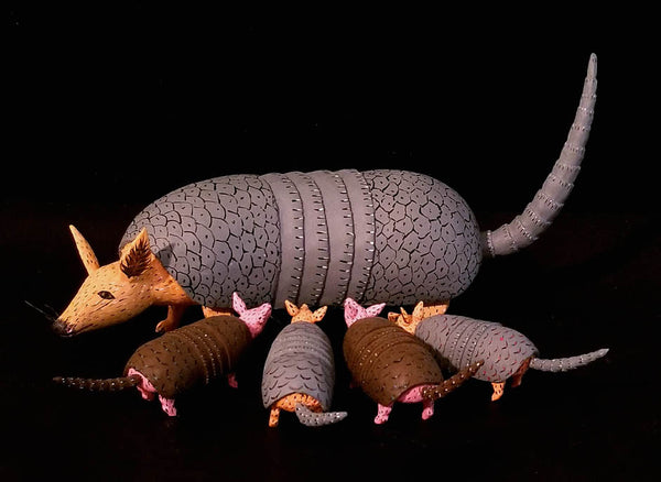 Armadillo Mother and Babies